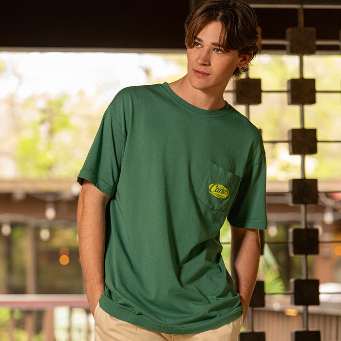Vibrant Cane III Pocket Tee Front on Model
