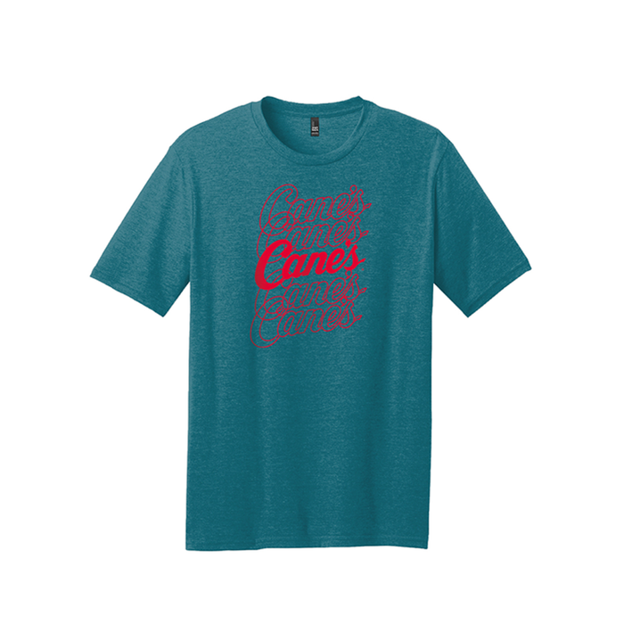 Cane's Replay Unisex Youth Tee Front in Heathered Deep Teal