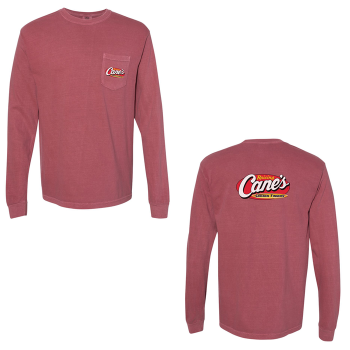 Perfect Pocket Long Sleeve Tee Front and Back in Brick
