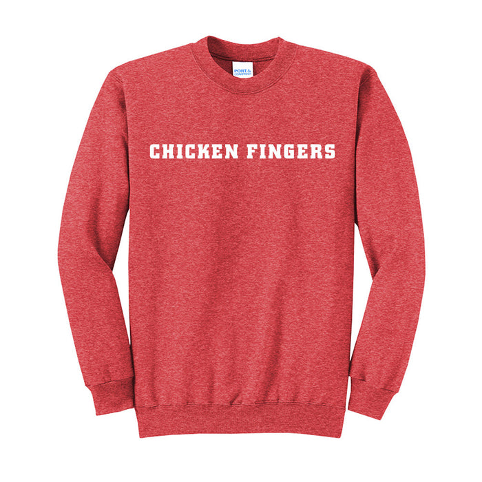 Chicken Fingers Fleece Crewneck Sweatshirt in Heather Red
