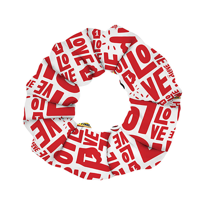One love white and red scrunchie
