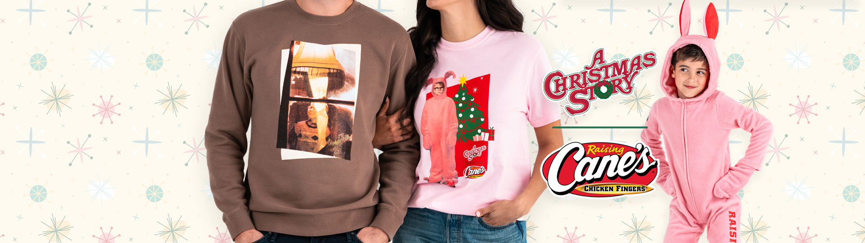 A Christmas Story x Raising Cane's collection items on festive background