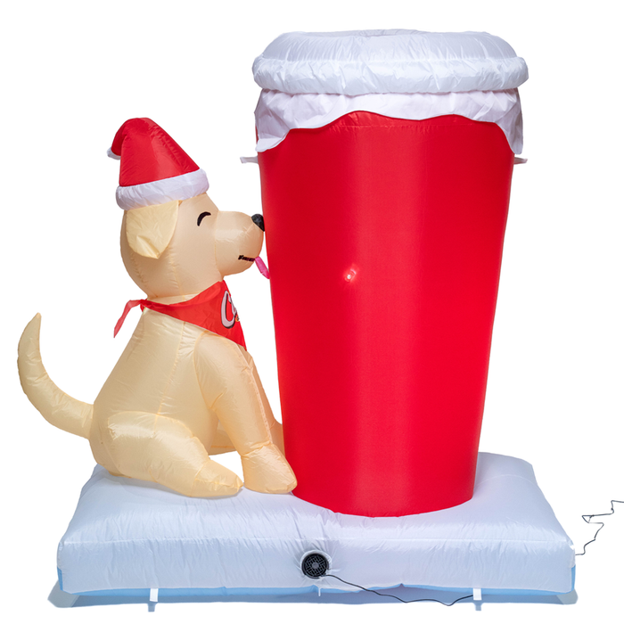 Side view of Cane Holiday Inflatable, with fan and cord