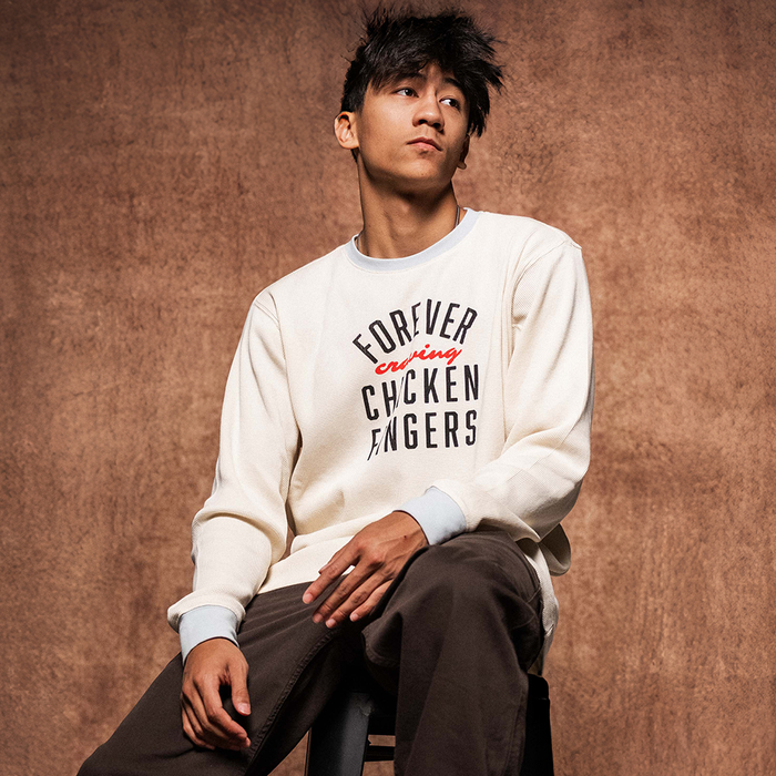 Forever Craving Chicken Fingers Waffle Knit Long Sleeve