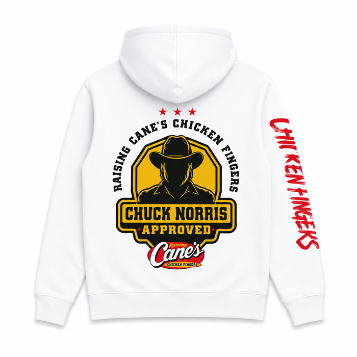 Chuck Norris x Raising Cane's White Hooded Sweatshirt - Expected to ship by OCT. 15