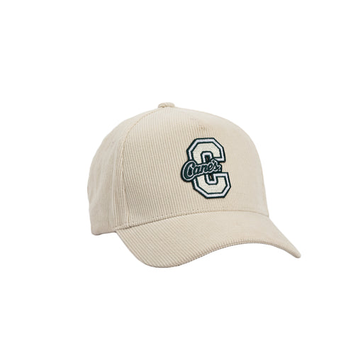 Front of Cane's Varsity Corduroy Hat in color Stone