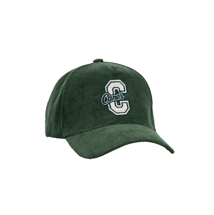 Front of Cane's Varsity Corduroy Hat in color Forest