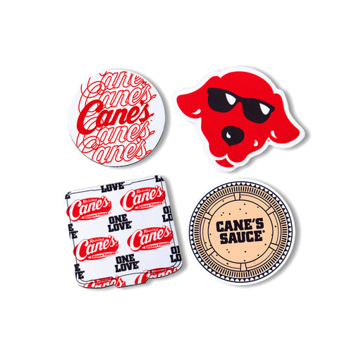 4 coasters: Cane's, Raising Cane's Dog, Takeout Box and Cane's Sauce