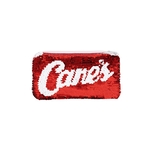 Cane's Sequin Pencil Pouch Front in Red