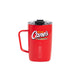 Red mug with Raising Cane's Chicken Fingers logo on a white background