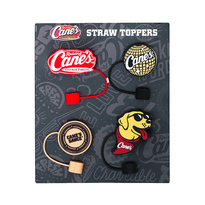 Raising Cane's straw toppers in packaging