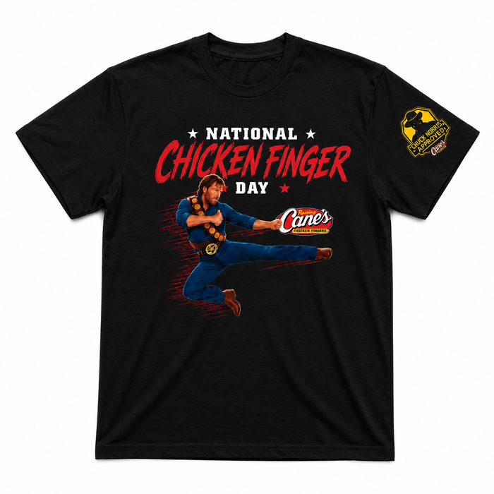 Chuck Norris x Raising Cane's "National Chicken Finger Day" Black T-Shirt - Expected to ship by OCT. 15