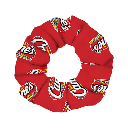 Red scrunchie with Raising Cane's logo