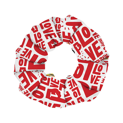 One love white and red scrunchie