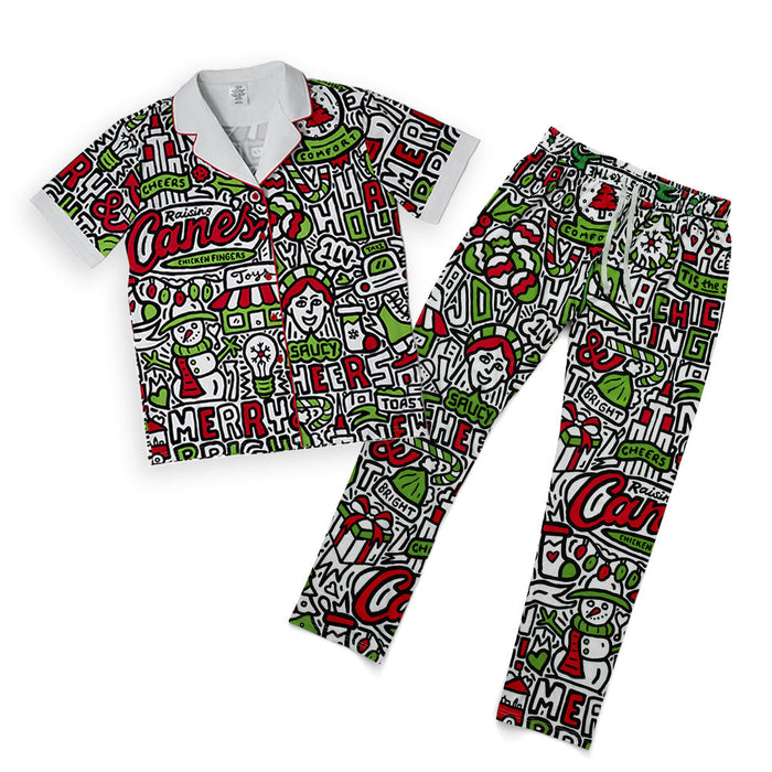 Raising Cane's Holiday Pajama Button Down Shirt