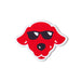 Red cartoon Cane's dog with black sunglasses 