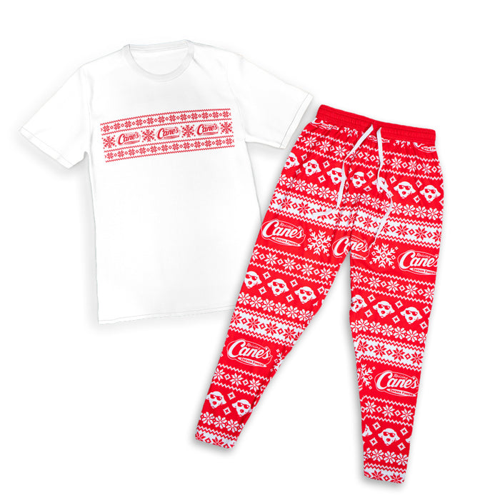 Red and White youth PJ top and pants set